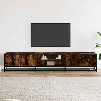 tv-bord 210x35x41 cm konstrueret træ røget egetræsfarve