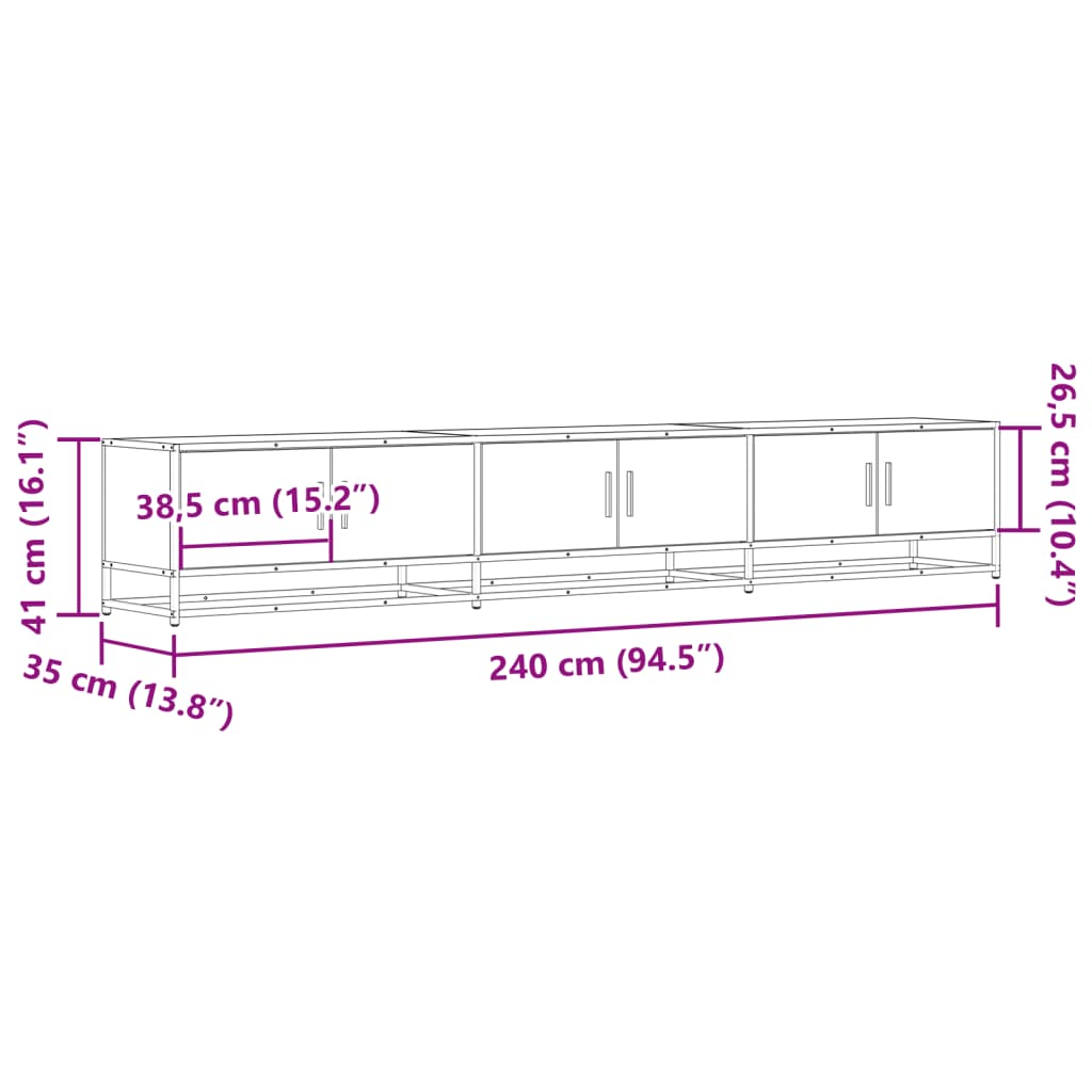 tv-bord 240x35x41 cm konstrueret træ sonoma-eg