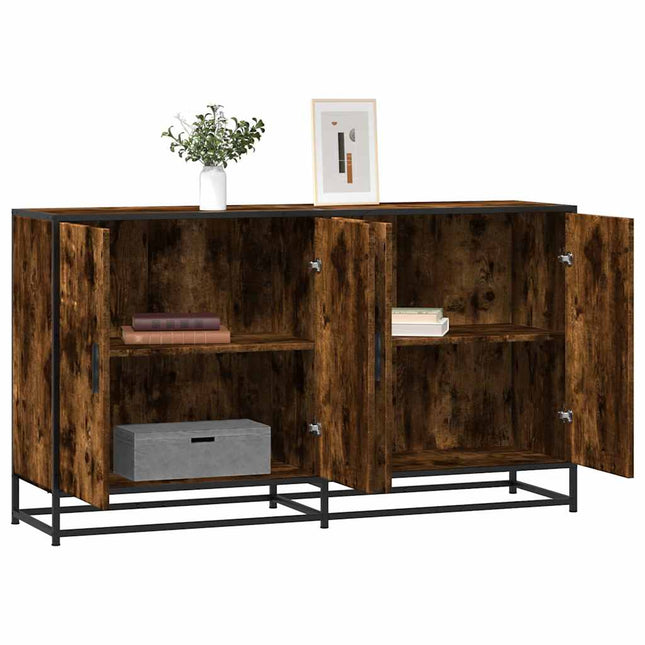 skænk 134x35x76 cm konstrueret træ røget egetræsfarve