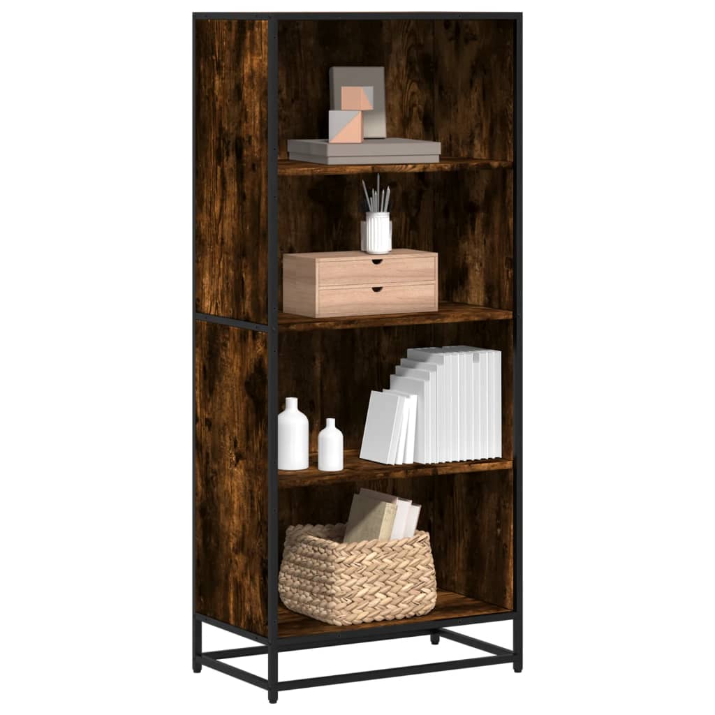 bogreol 60x35x139 cm konstrueret træ røget egetræsfarve billede