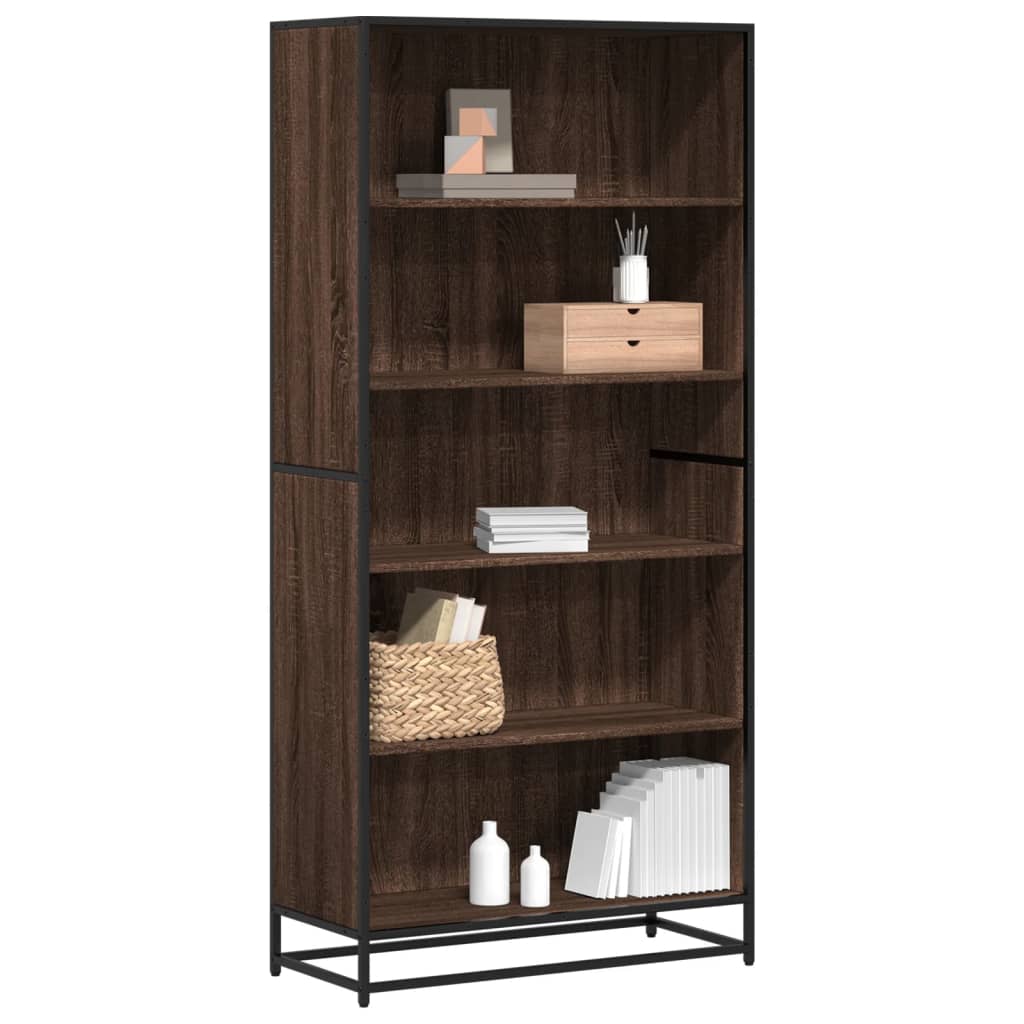 Bogreol 60X35X170,5 Cm Konstrueret Træ Etræsfarve Brun Eg - 80.5 cm / 170.5 cm