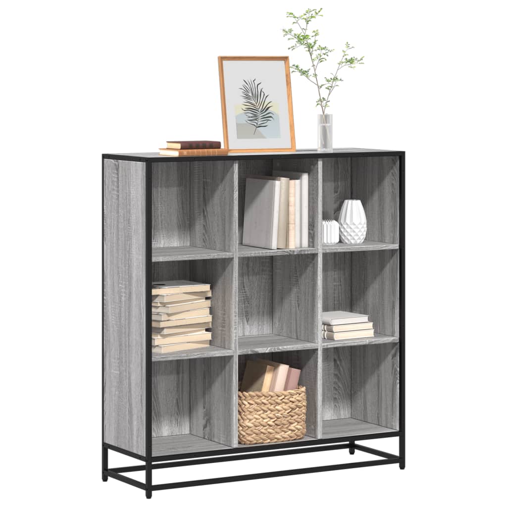 Bogreol Konstrueret Træ Og Metal - Grå sonoma-eg / 97.5 x 33 x 107.5 cm