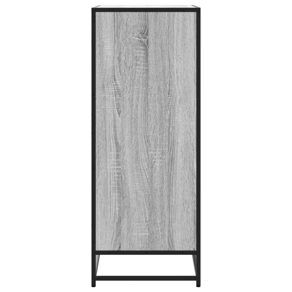 skoskab 75x38x97,5 cm konstrueret træ og metal grå sonoma-eg