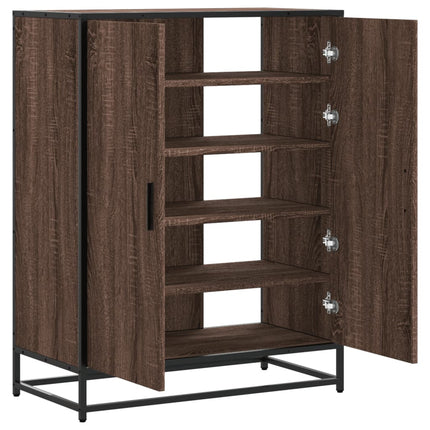 skoskab 75x38x97,5 cm konstrueret træ og metal brun egetræ
