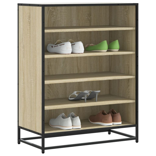 skoskab 75x38x97,5 cm konstrueret træ og metal sonoma-eg