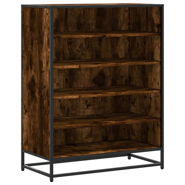 skoskab 75x38x97,5 cm konstrueret træ og metal røget egetræ
