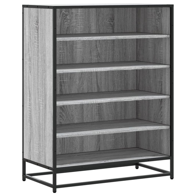 skoskab 75x38x97,5 cm konstrueret træ og metal grå sonoma-eg