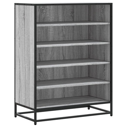 skoskab 75x38x97,5 cm konstrueret træ og metal grå sonoma-eg