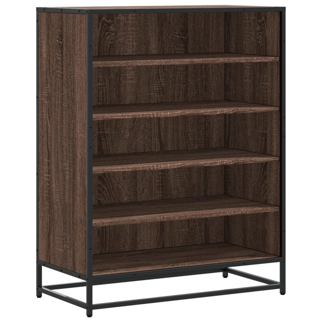 skoskab 75x38x97,5 cm konstrueret træ og metal brun egetræ