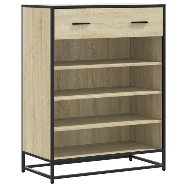 skoskab 75x38x97,5 cm konstrueret træ og metal sonoma-eg