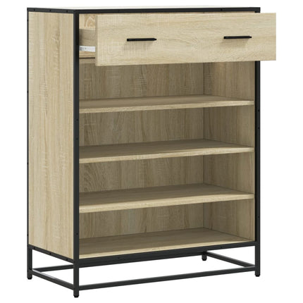 skoskab 75x38x97,5 cm konstrueret træ og metal sonoma-eg