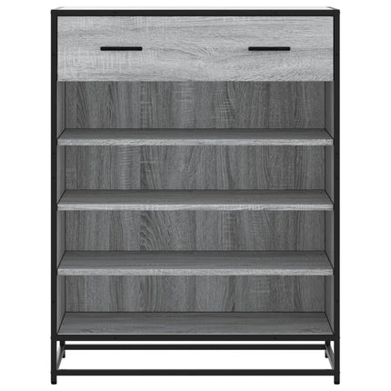 skoskab 75x38x97,5 cm konstrueret træ og metal grå sonoma-eg