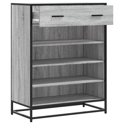 skoskab 75x38x97,5 cm konstrueret træ og metal grå sonoma-eg