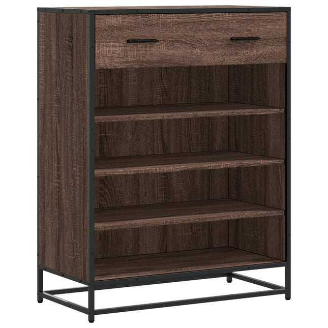 skoskab 75x38x97,5 cm konstrueret træ og metal brun egetræ