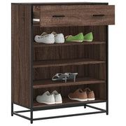 skoskab 75x38x97,5 cm konstrueret træ og metal brun egetræ
