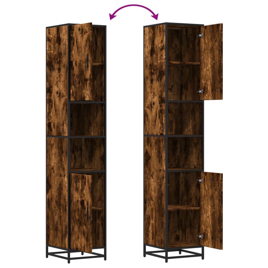 badeværelsesskab 35x37,5x188,5 cm konstrueret træ og metal