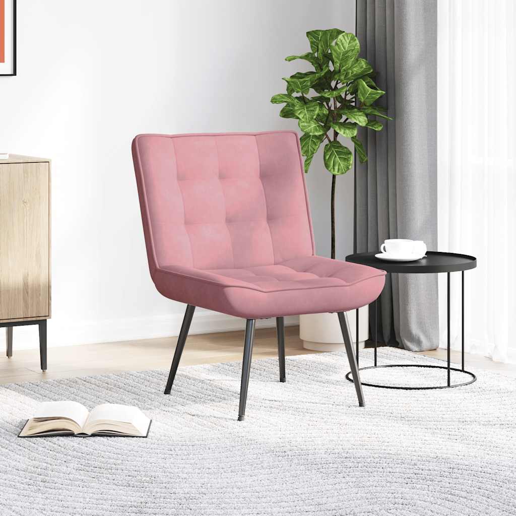 lænestol 64x74x84 cm fløjl lyserød