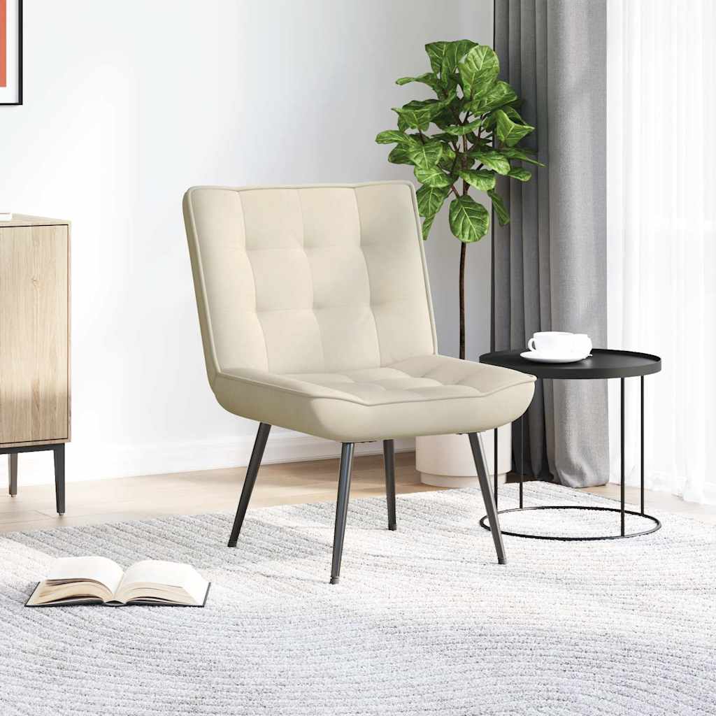 lænestol 64x74x84 cm fløjl cremefarvet