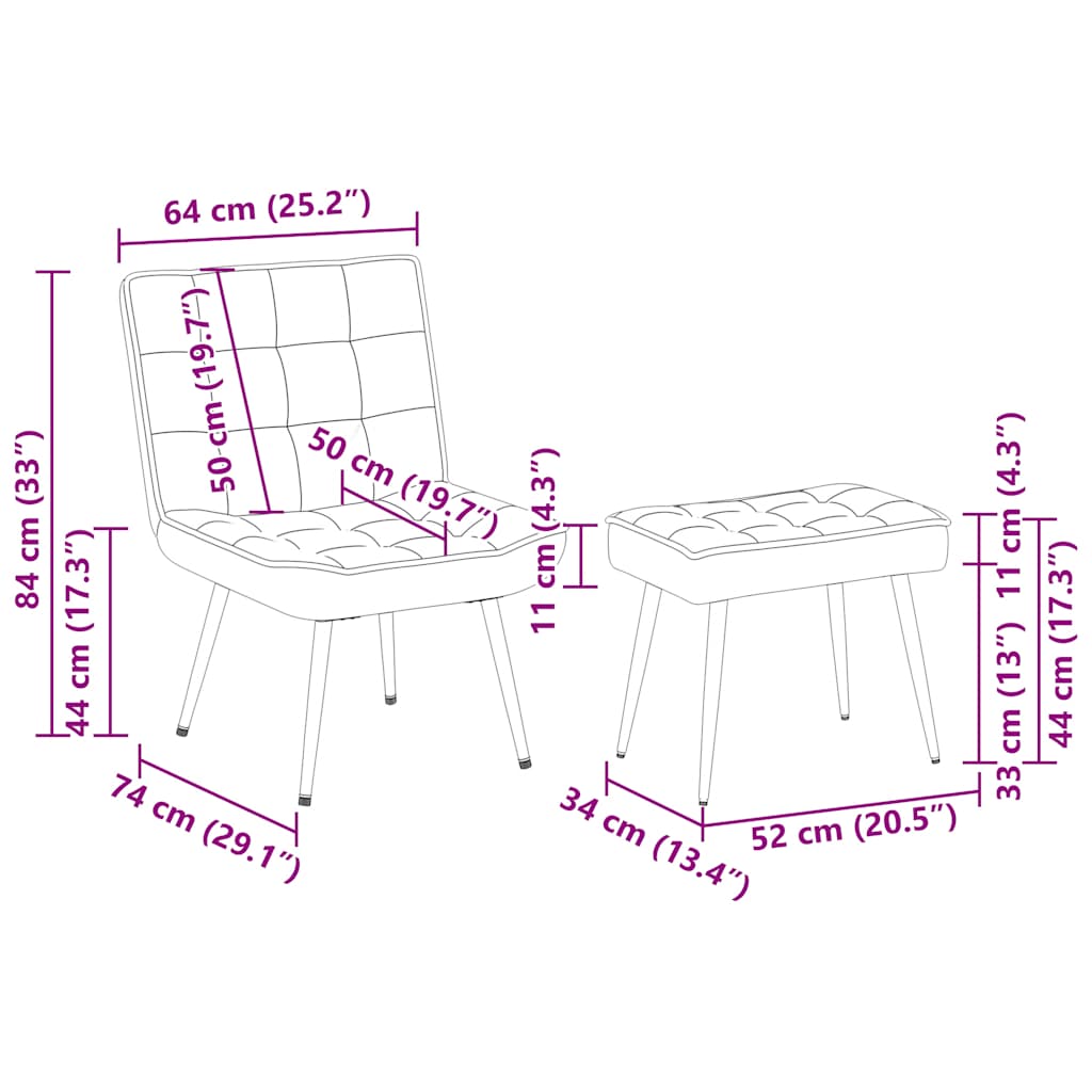 lænestol med fodskammel fløjl lysegrå