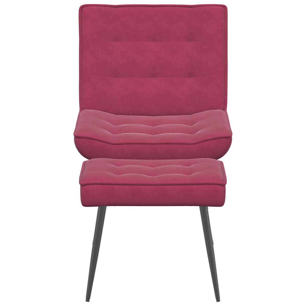 lænestol med fodskammel fløjl vinrød