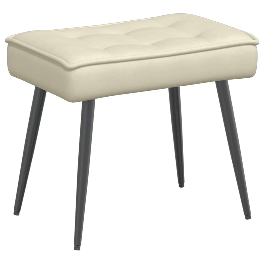 lænestol med fodskammel fløjl cremefarvet