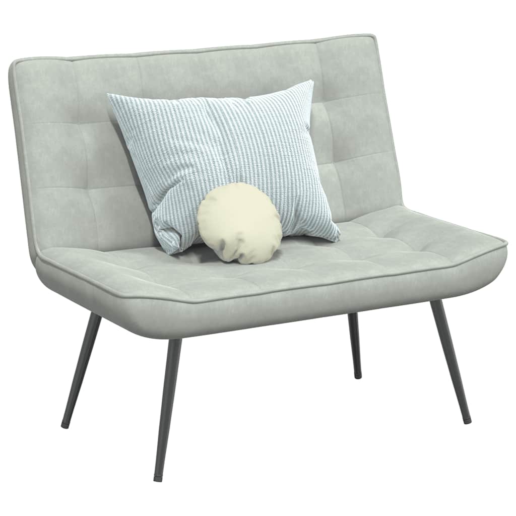 Bænk i velour - lysegrå 110 × 74 × 84 cm med ryglæn
