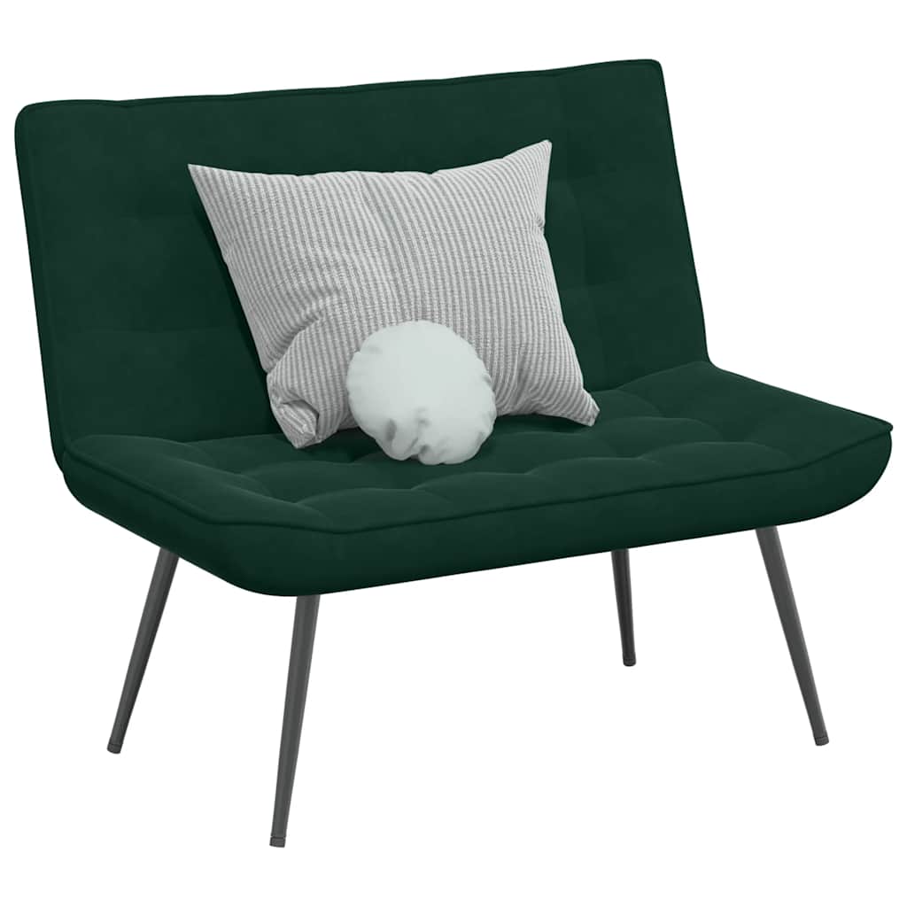 Bænk i velour - mørkegrøn, 110 × 74 × 84 cm med ryglæn