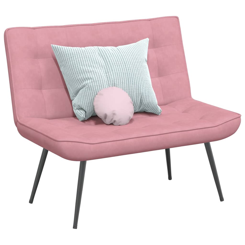 Bænk i velour - lyserød, 110 × 74 × 84 cm med ryglæn