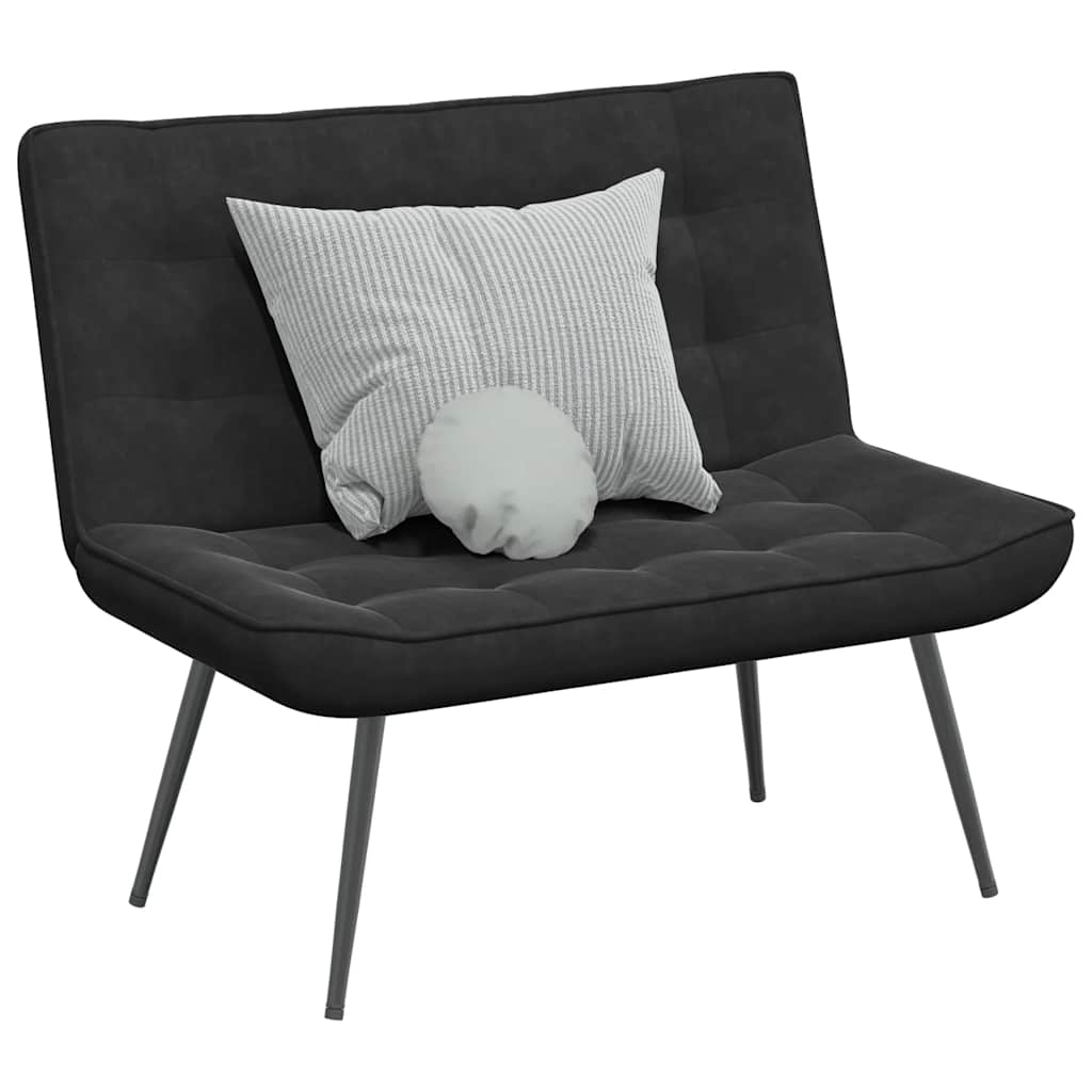 Bænk i velour - sort, 110 × 74 × 84 cm med ryglæn