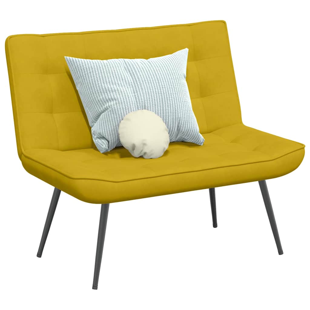 Bænk i velour - gul, 110 × 74 × 84 cm med ryglæn