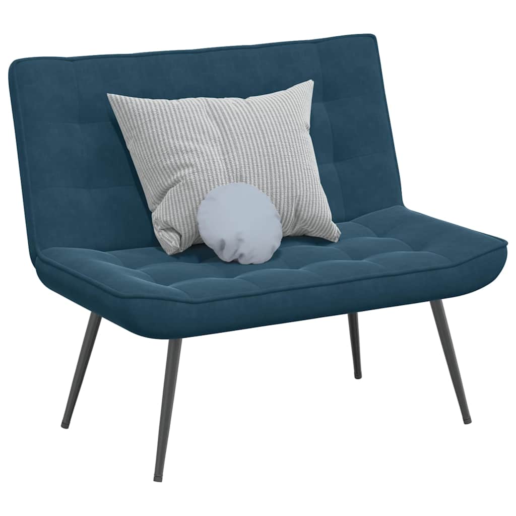 Bænk i velour - blå, 110 × 74 × 84 cm med ryglæn