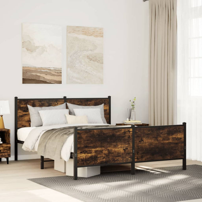 sengeramme uden madras 150x200 cm metal røget egetræsfarve