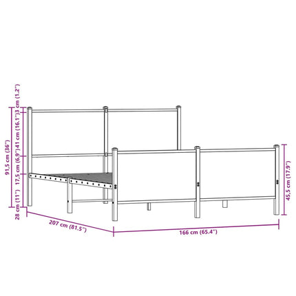 sengeramme uden madras 160x200 cm metal røget egetræsfarve