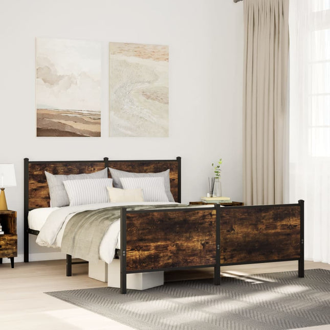 sengeramme uden madras 160x200 cm metal røget egetræsfarve
