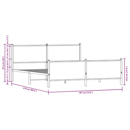 sengeramme uden madras 183x213 cm metal røget egetræsfarve