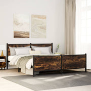 sengeramme uden madras 183x213 cm metal røget egetræsfarve