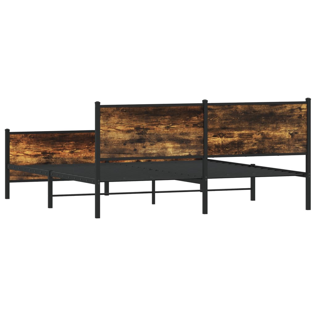 sengeramme uden madras 193x203 cm metal røget egetræsfarve
