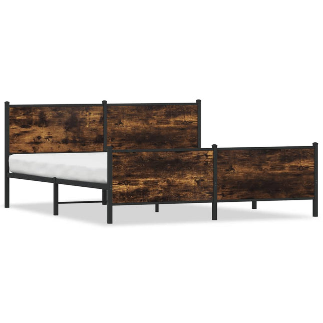 sengeramme uden madras 200x200 cm metal røget egetræsfarve