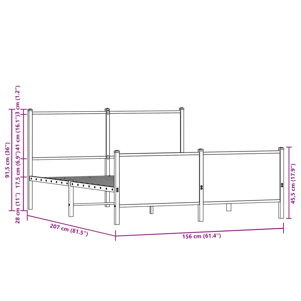 sengeramme uden madras 150x200 cm metal sonoma-eg