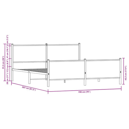 sengeramme uden madras 193x203 cm metal sonoma-eg