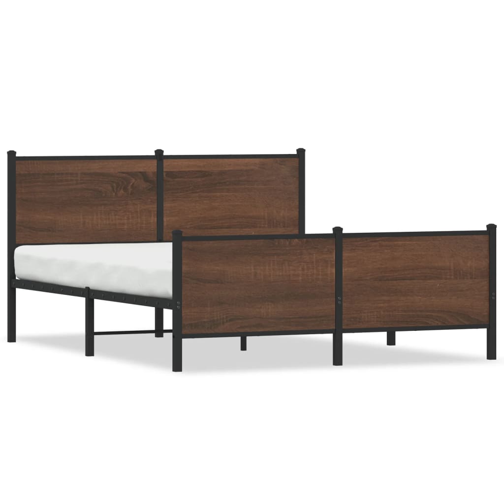 sengeramme 140x190 cm uden madras metal brun egetræsfarve