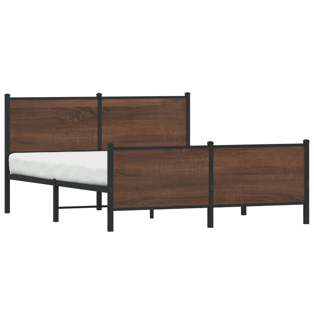 sengeramme 140x190 cm uden madras metal brun egetræsfarve