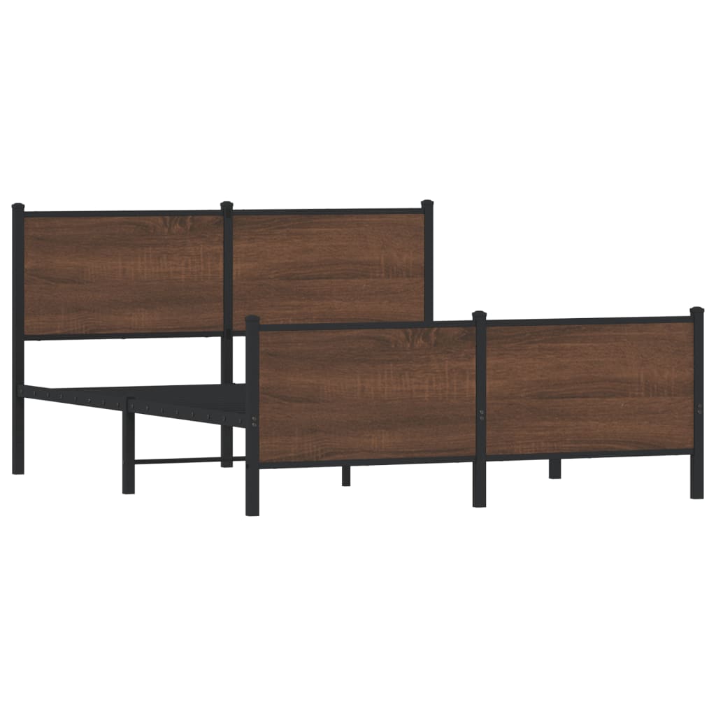 sengeramme 140x190 cm uden madras metal brun egetræsfarve