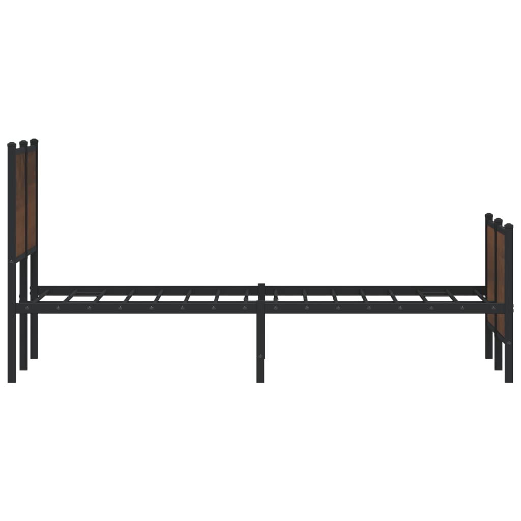 sengeramme 140x190 cm uden madras metal brun egetræsfarve