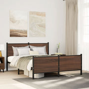 sengeramme 140x190 cm uden madras metal brun egetræsfarve