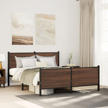 sengeramme 140x200 cm uden madras metal brun egetræsfarve