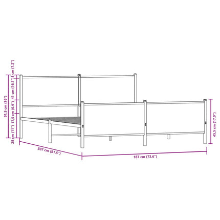 sengeramme uden madras 180x200 cm metal brun egetræsfarve