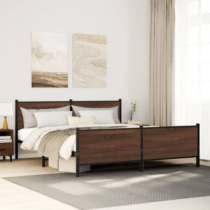 sengeramme uden madras 183x213 cm metal brun egetræsfarve