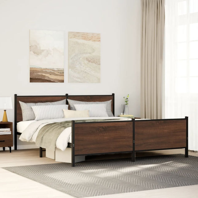 sengeramme uden madras 200x200 cm metal brun egetræsfarve