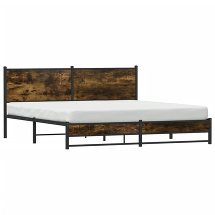 sengeramme uden madras 183x213 cm metal røget egetræsfarve